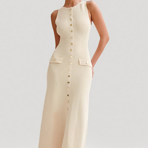 Round Neck Sleeveless Long Dress