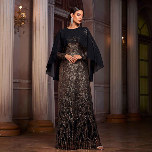 Opulent Nights Sequined Banquet A-Line Dress